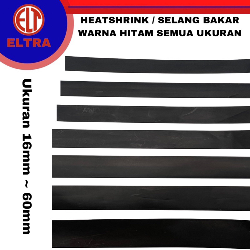 Heatshrink warna HITAM / meter semua ukuran selongsong selang bakar black tube heat shrink cable iso