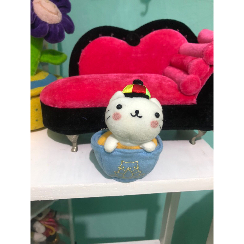 Boneka ganci kucing SanX boneka sanX unik boneka kucing dalam mangkok