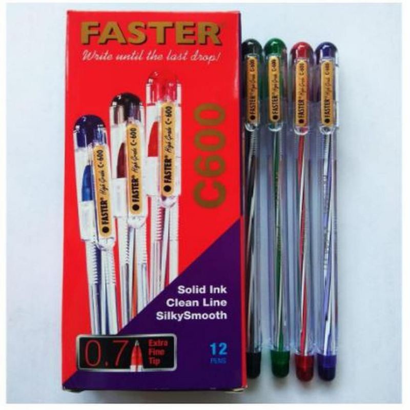 

Pen Faster C600 0.7mm Extra Fine Original Warna BIRU (12 PCS) / Ballpoint Pulpen Faster C600 BIRU 1 Lusin