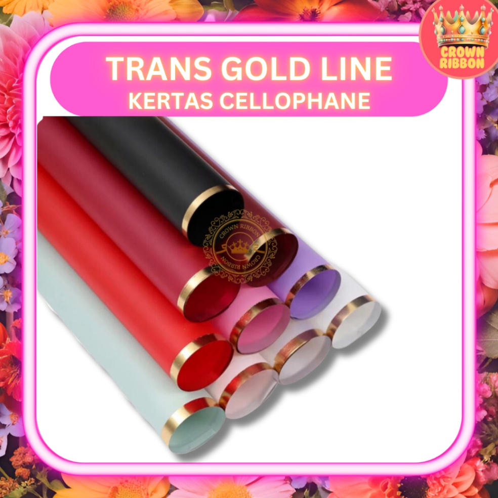 

Murah Baru 5 LEMBAR Kertas Cellophane Buket Bunga TRANSPARAN GOLD LINE Flower Wrapping Paper