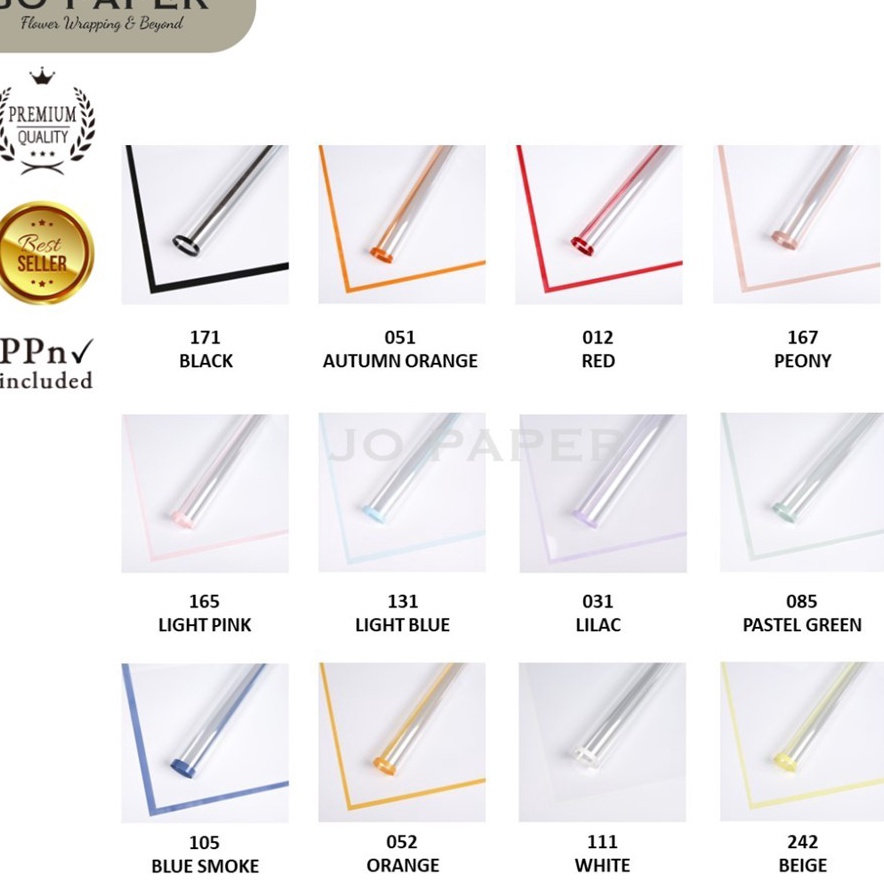 

Promo Baru 2 LEMBAR Flower Wrapping Paper OPP Transparan Bening List Warna Kertas Buket Bunga Cellophane