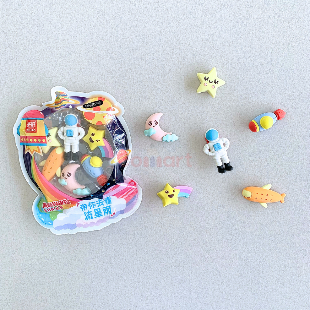 

1 Set Penghapus Qihao Adventure Space Ziplock Collectible Eraser QH-8998 - Setip Astronot Fancy Eraser Super Cute - Space Eraser Collection