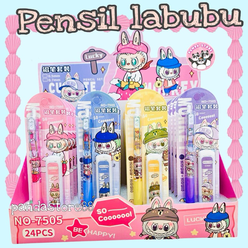 

Pensil mekanik 0.5mm Labubu Cute Free Refill 1 Pak /Mechanical Pencil Lucu Premium