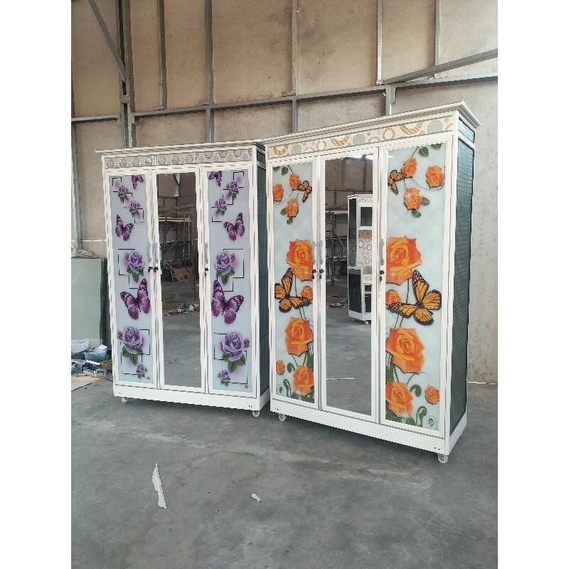 LEMARI PAKAIAN 3 PINTU ALUMUNIUM STICKER / LEMARI BAJU ALUMUNIUM MINIMALIS