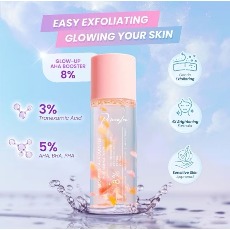 POMEGLOW Glow Up AHA Booster Exfoliating Toner for Face & Body 8%