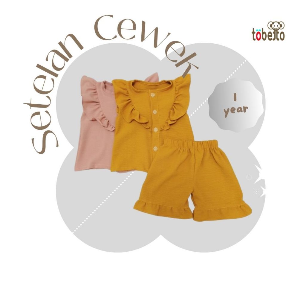 TOBETTO Setelan Krinkel Cewek 1 tahun BISA ORDER LUSINAN GROSIR
