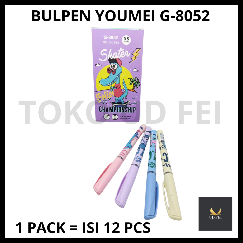 

(1 PACK = ISI 12 PCS) Bulpen Gel Youmei / Bulpen Gel FANCY/ Bulpen gel karakter/Bulpen skate (KODE 8052)