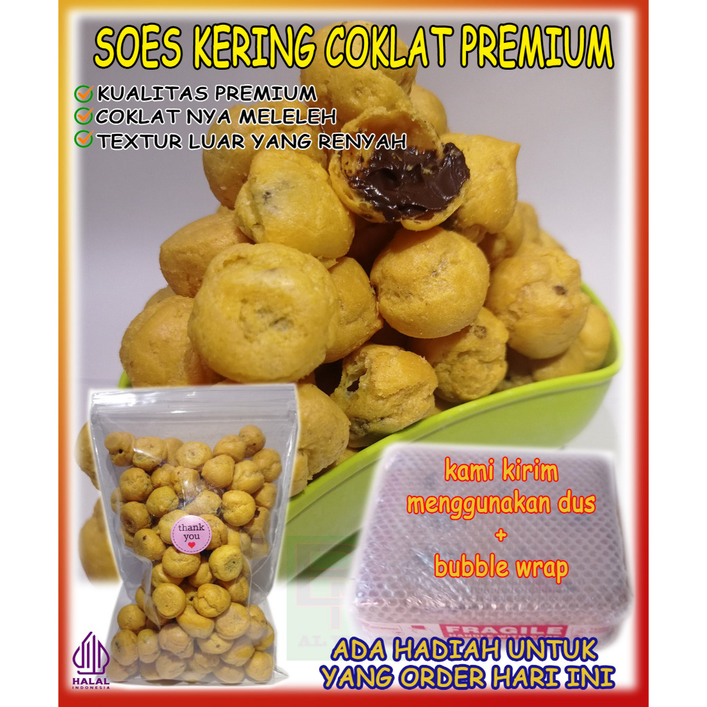 

Soes Coklat Cokelat halal Kue Sus Kering Isi soes coklat lumer PREMIUM 250 Gram