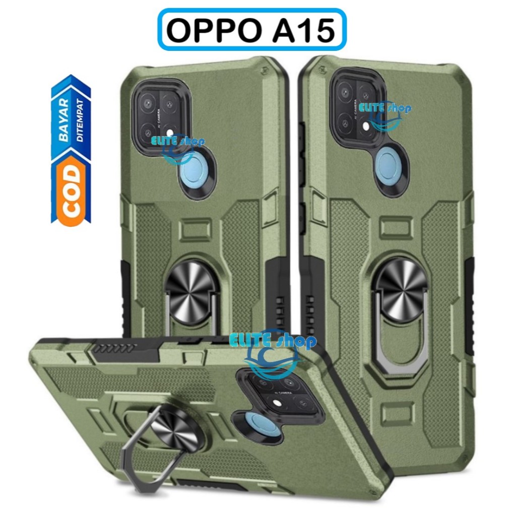 Casing OPPO A15 /OPPO A15s Hard Case Ring Armor Robot Case Kickstand Hybrid/Ring Holder casing robot