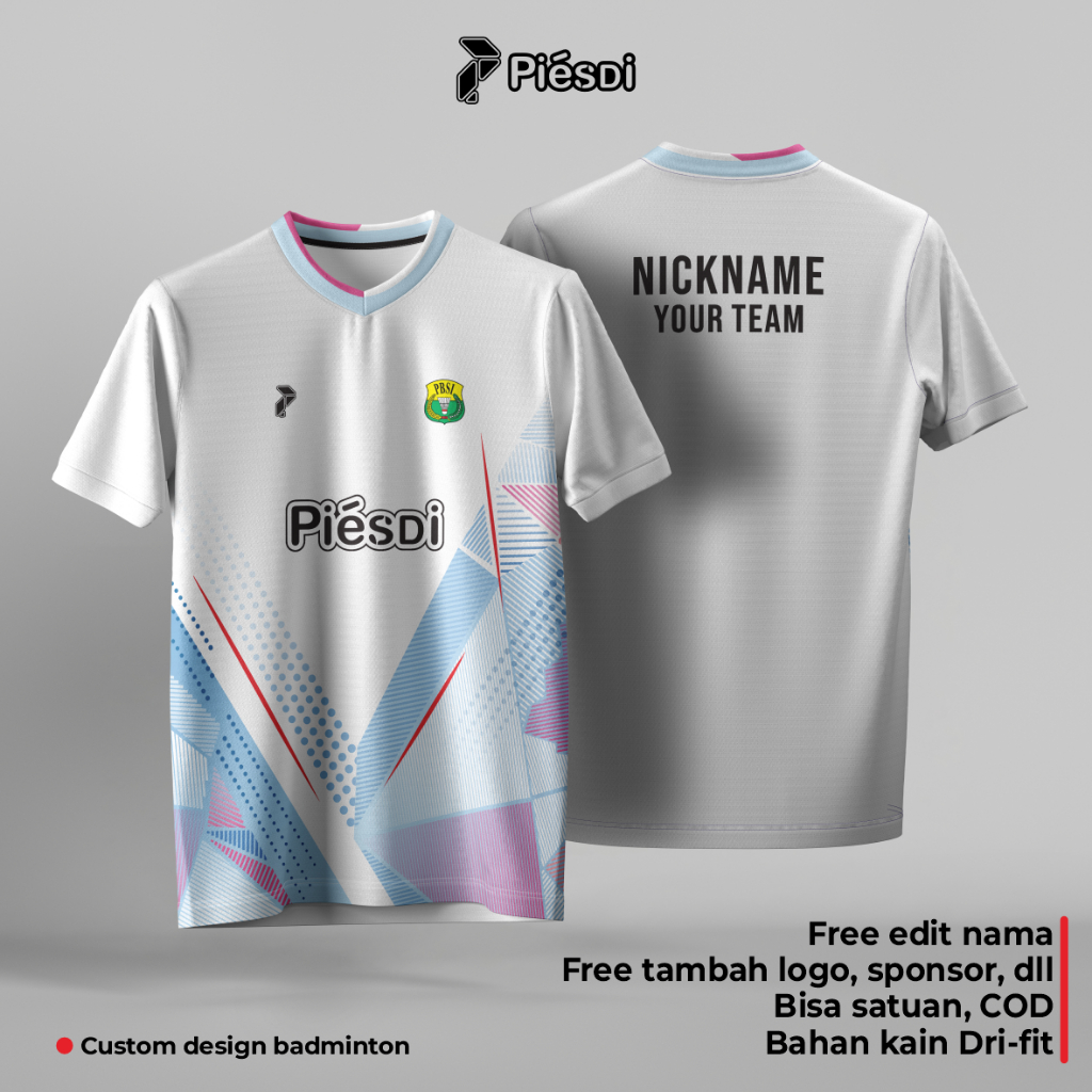 Jersey Badminton Full Printing, FREE Custom Desain, FREE edit nama dan logo, fanmade, lin*ng