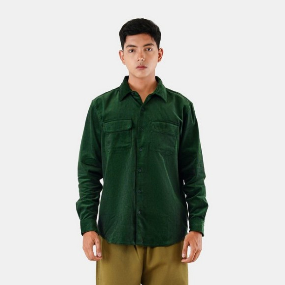 3Second Kemeja Corduroy Pria Relaxed Fit Lengan Panjang Katun Seth C040923