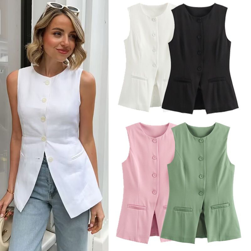 Outer rompi wanita/Rompi panjang wanita/Jas Blazer wanaita tanpa lengan/atasan wanita