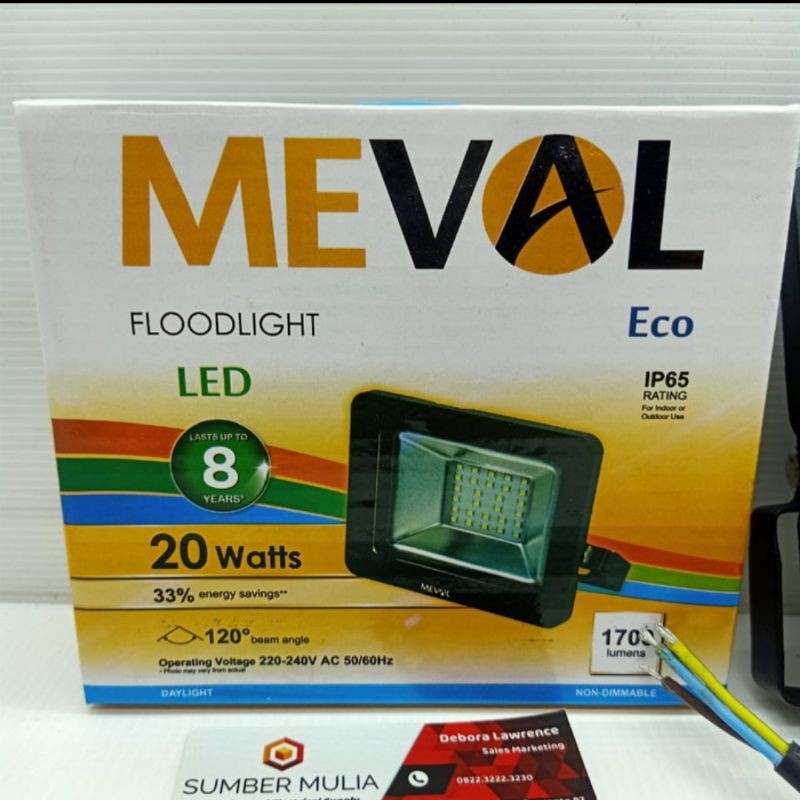 Floodlight LED / Lampu Sorot 20 Watt 100 Watt Cahaya Kuning Meval