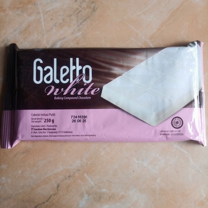 

Galetto White Baking Compound Chocolate / Cokelat Imitasi Putih Galetto 250 gram