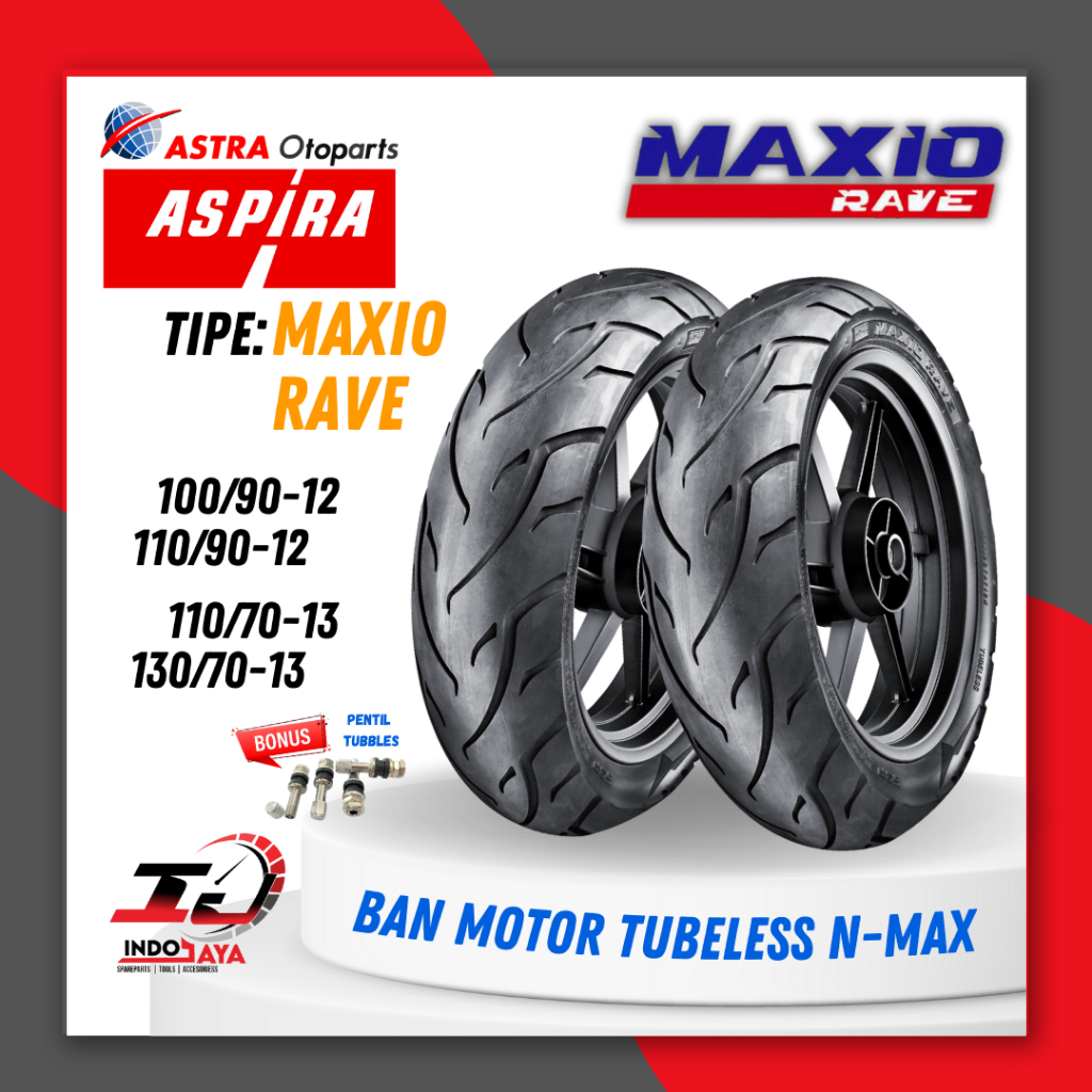 [READY COD] BAN ASPIRA TUBELESS MAXIO RAVE RING 12 & RING 13 / BAN LUAR SCOOPY FREEGO NMAX ( 100/90-