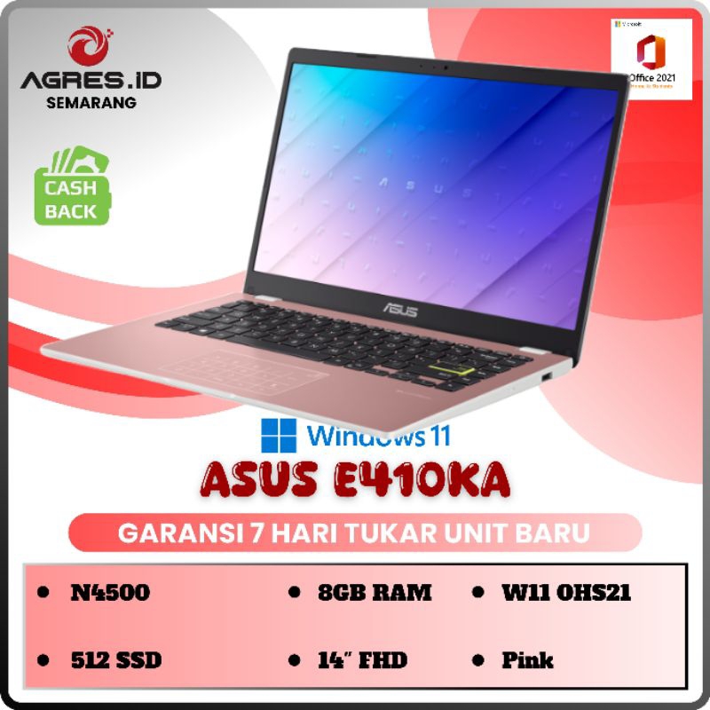 Asus Vivobook Go 14 E410KA Intel Celeron N4500 8GB SSD 512GB PINK