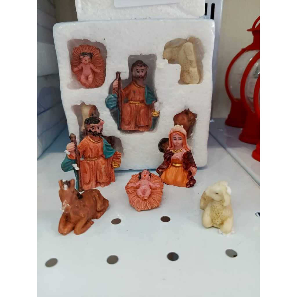 Patung Set Natal 3-4cm isi 5 patung natal patung rohani patung Yesus mini miniatur bayi Yesus patung