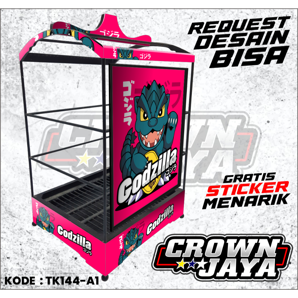 Decal Stiker Sangkar Ebod Jaya Variasi Motif GODZILLA - Stiker Decal Sangkar Kotak NO 1 2 3 Kosan - 