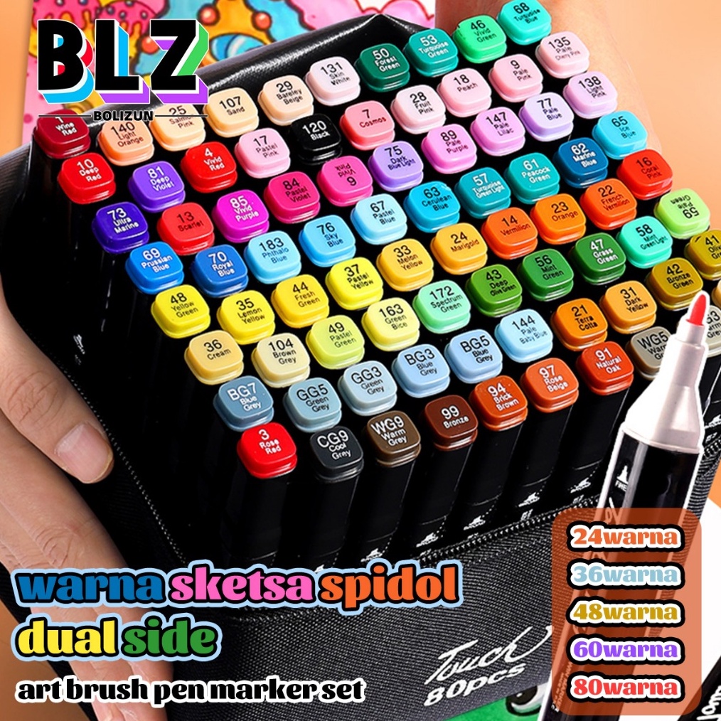 

KODE C35E BOLIZUN 2 in 1 Spidol dan Stabilo Touch Isi 24364868 Warna Dual Side Fine Art Brush Pen Sketsa