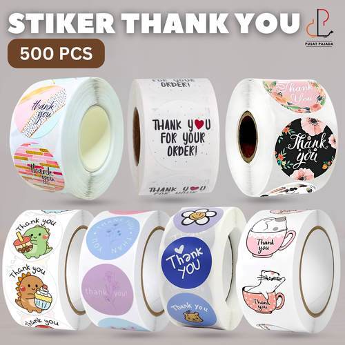 

Stiker Thank You 500 PCS Tempelan Sticker Terima Kasih Karakter Self Adhesive Seal Label Roll Segel Packing Paket Online Shop