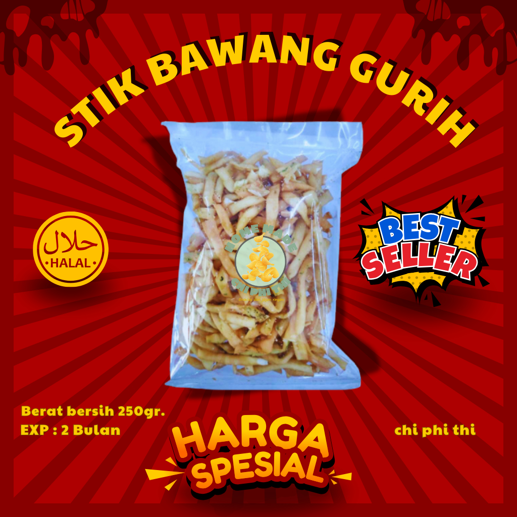 

Stik Bawang / Cutik Gigi / Tusuk Gigi Makanan Renyah Gurih Enak Rasa Original Bawang khas lampung