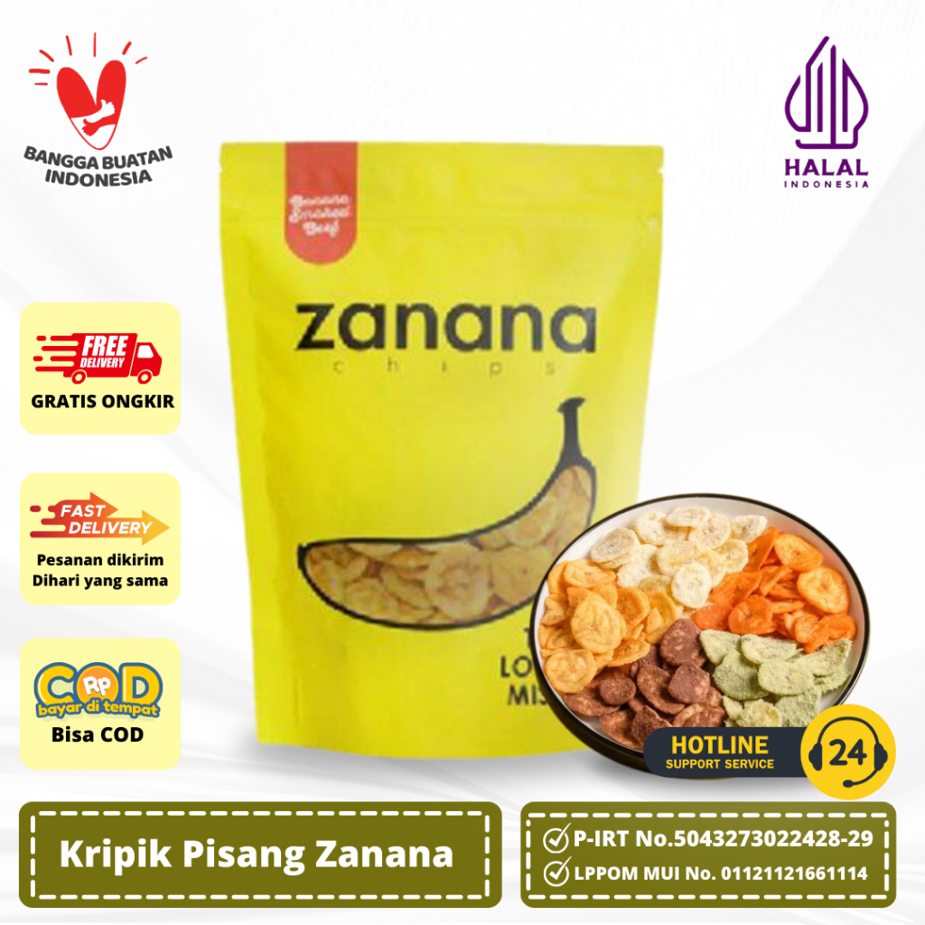 

Zanana Chips Kripik Pisang Zanana Aneka Rasa, Kripik Pisang Kualitaas Premium