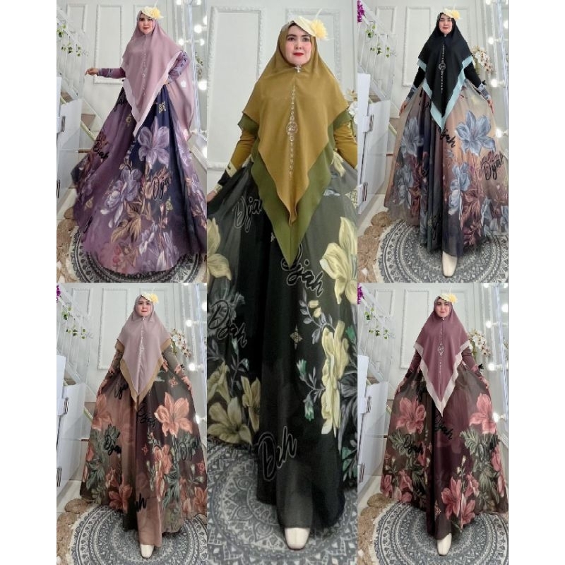 Syari Set by Dijah gamis set khimar terbaru gamis printing premium gamis rekomended