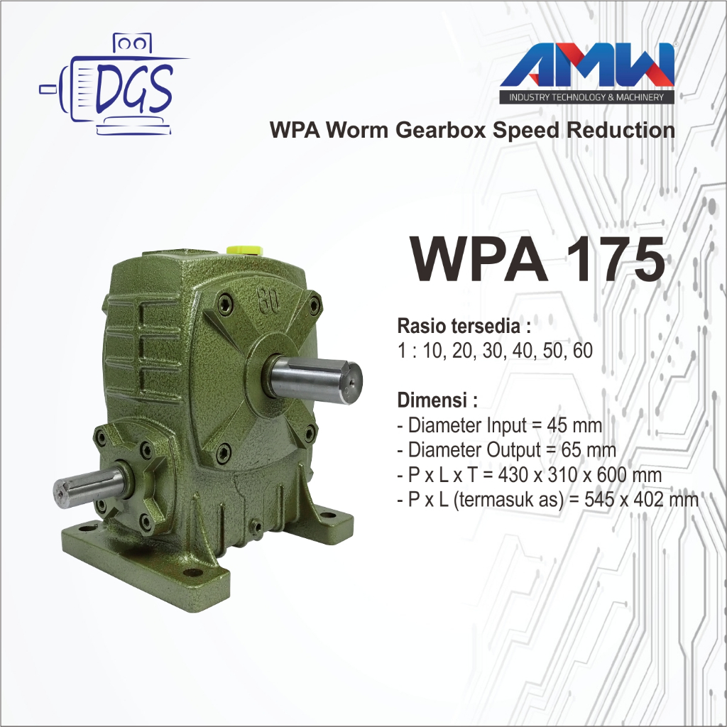 AMW WPA 175 Worm Gearbox Speed Reducer