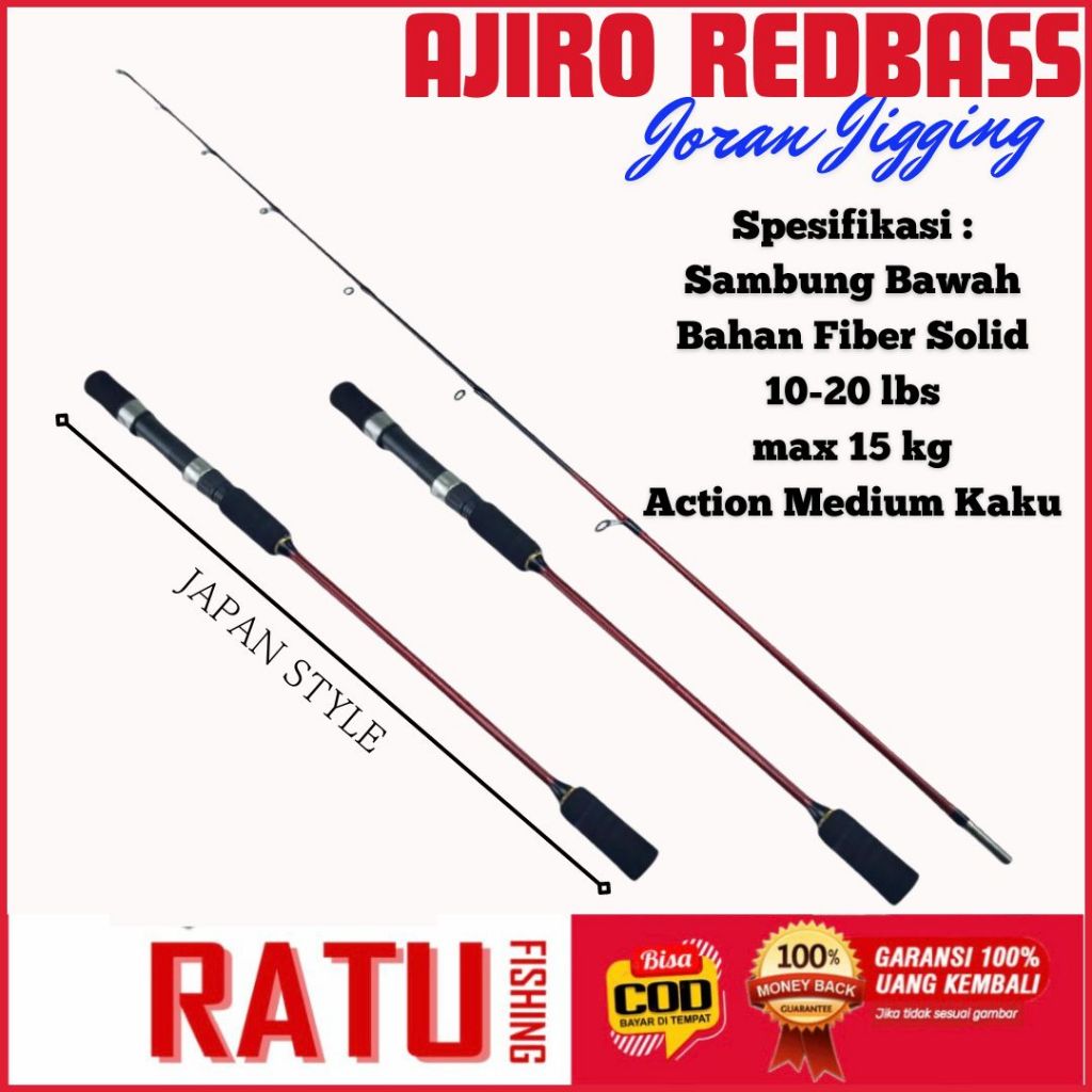 Joran pancing Jigging laut drag 15 kg Ajiro Redbass 150 165 180 198 cm