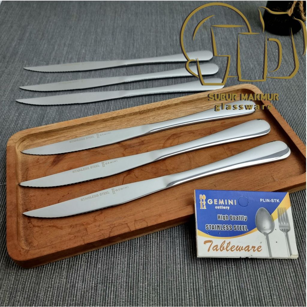 [6 PCS] PISAU STEAK TEBAL HOTEL STAINLESS STEEL KNIFE (PLIN-STK)