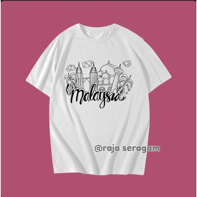 baju oleh oleh malaysia baju Motif KARTUN WHITE KOTA MALAYSIA