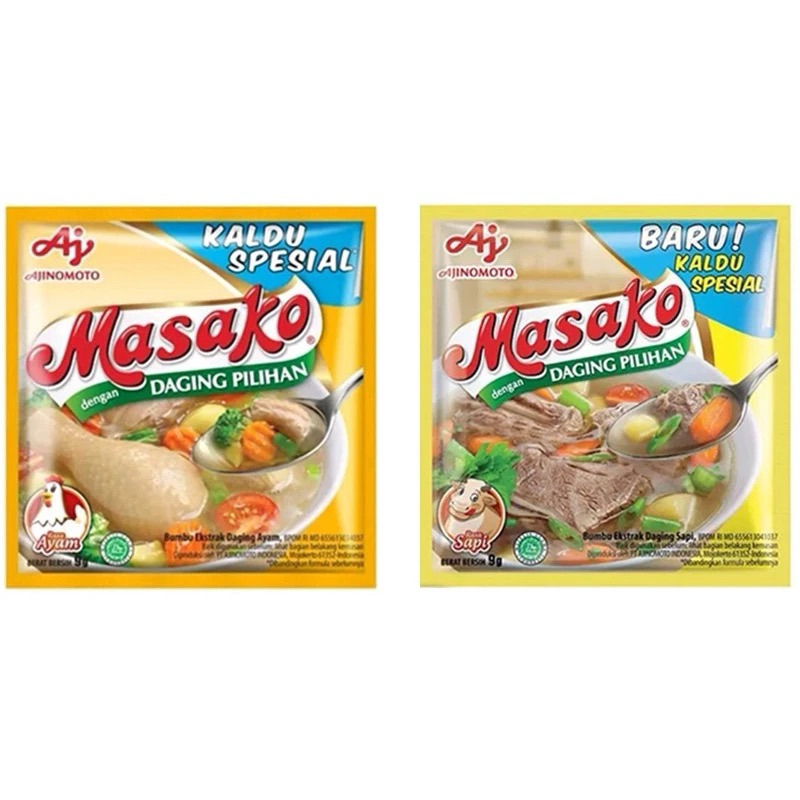 

Masako Bumbu Kaldu Ayam / Sapi Penyedap Rasa 8.5g (24sct)