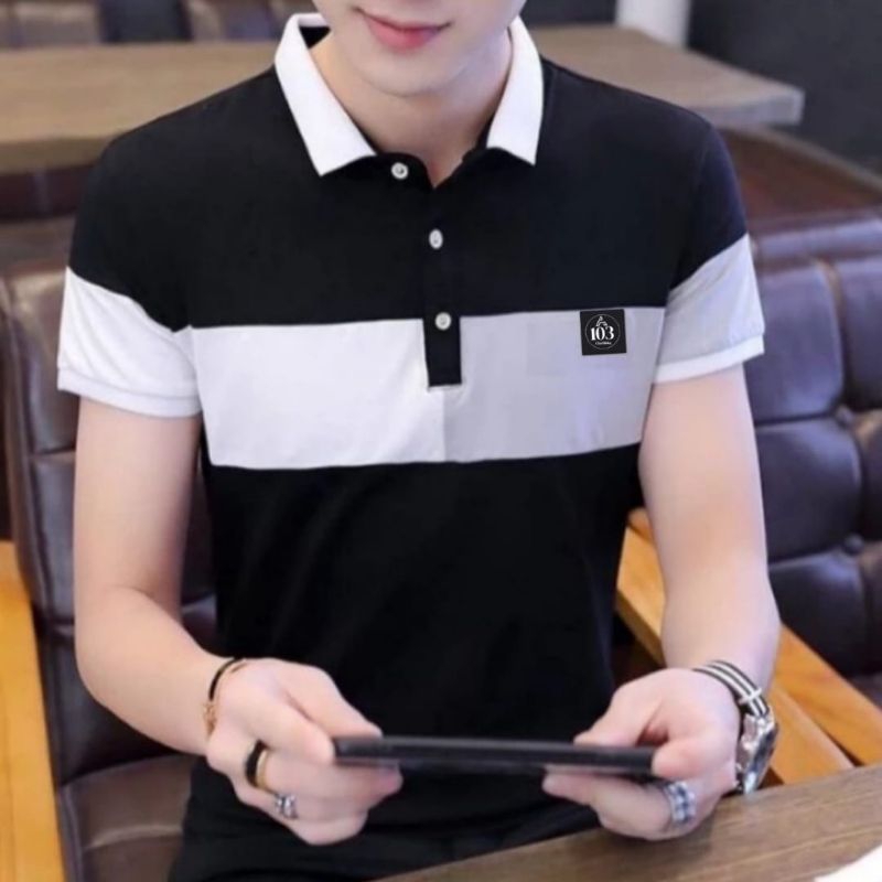 Kaos Kain Katun-Kaos Berkerah Polo-Baju kaos Pria berkerah