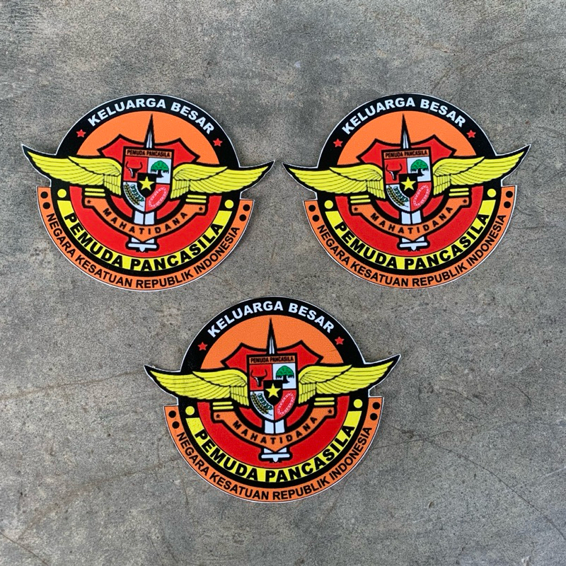 

isi 3 pcs stiker logo pemuda pancasila wing bulat lebar 9x9