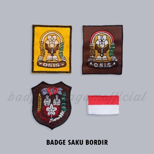 Baju Sekolah | Badge Saku Bordir Logo SD SMP SMA Merah Putih