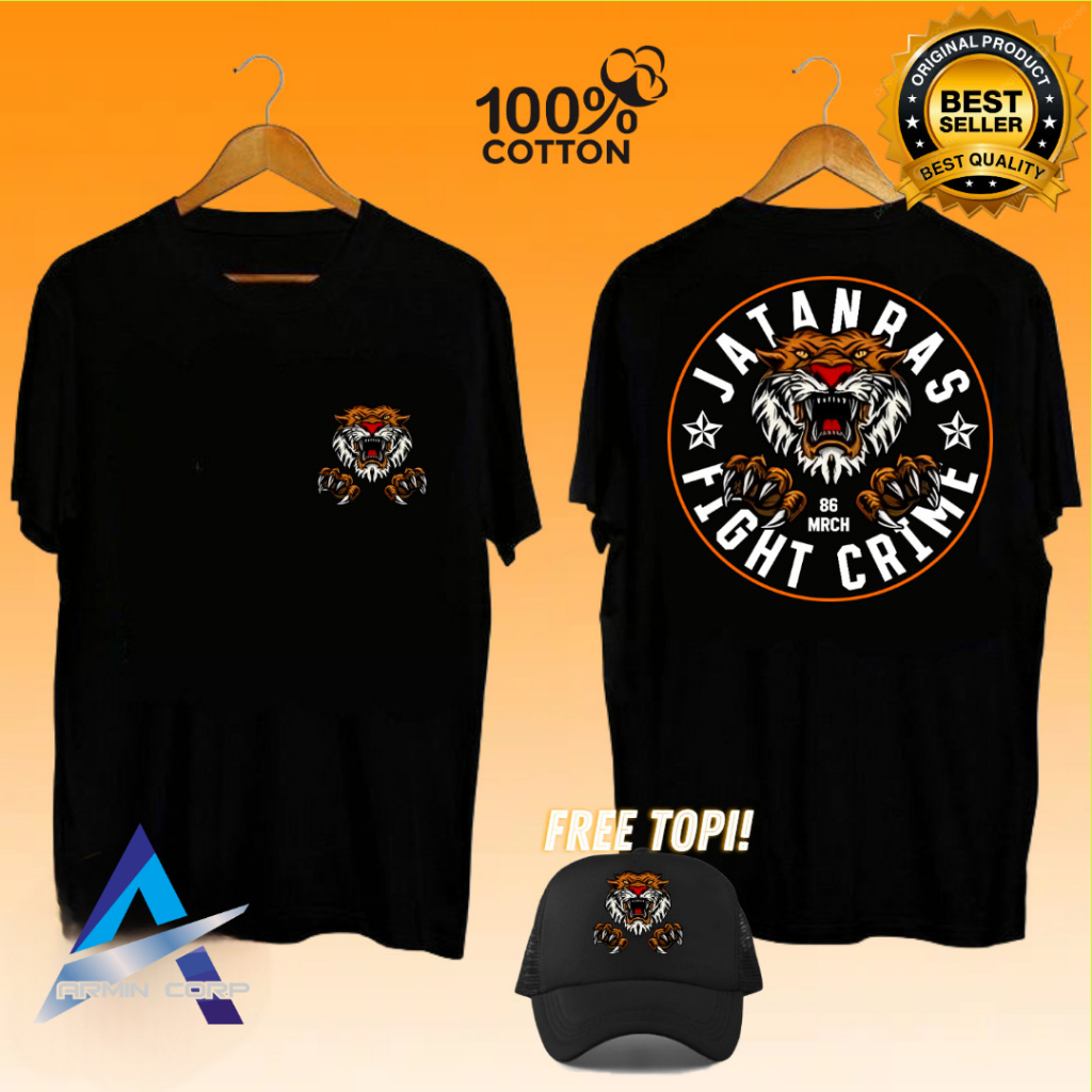 KAOS DISTRO DESAIN SABLON JATANRAS KEREN BAHAN KAOS LEMBUT ADEM NYAMAN DI PAKAI FREE TOPI