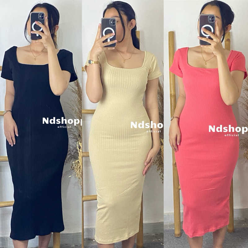 Dress Bodycone Long Dress Hanny Dress Rib Cotton Premium Long Dress Sexy Fit Body