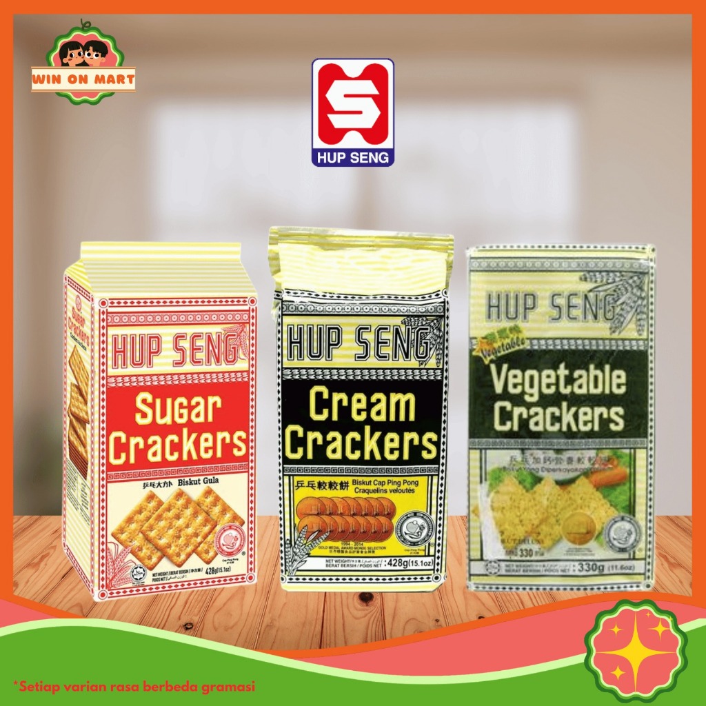 

BISKUIT | HUPSENG CRACKERS BISKUIT | CREAM 428g | SUGAR 428g | VEGETABLE 330g