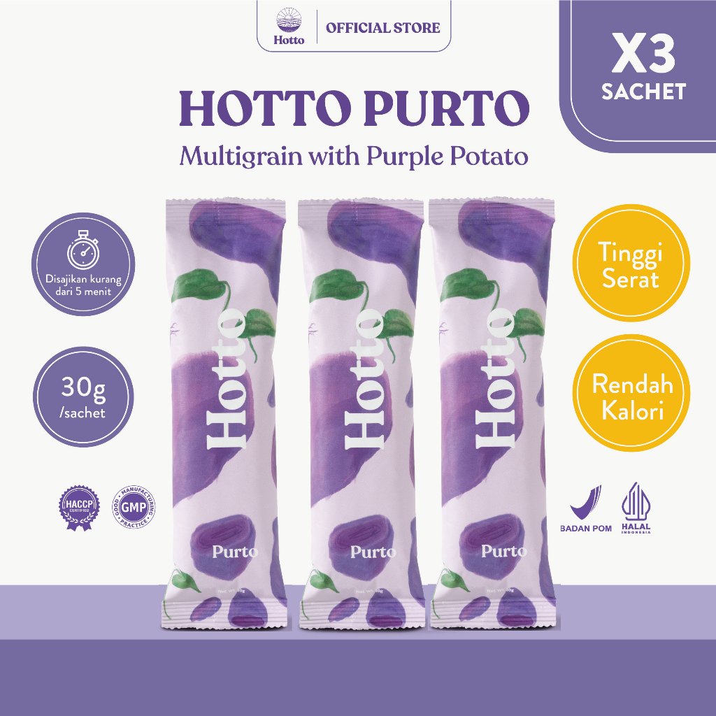 

[3 SASET] HOTTO PURTO Original 3 Saset Multigrain OAT ubi Ungu Sereal