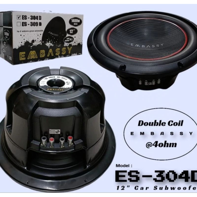 SUBWOOFER 12 Inch SUPER BADAK DOUBLE COIL dan DOUBLE MAGNET Embassy ES-304D
