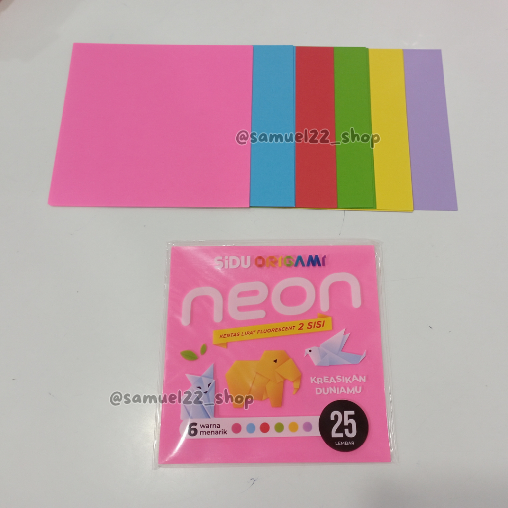 

Kertas Origami / Kertas Lipat SIDU 12 x 12 Isi 25 Lembar Warna Neon / Fluorescent