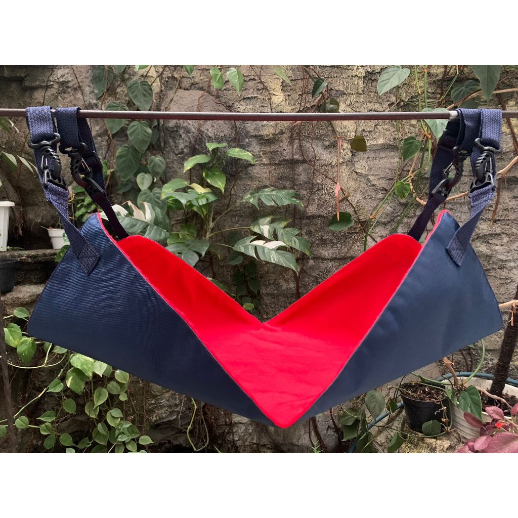 Daisyclutters Hammock / Ayunan Kucing Navy Red Kai Jumbo Murah Bahan Bulu Premium