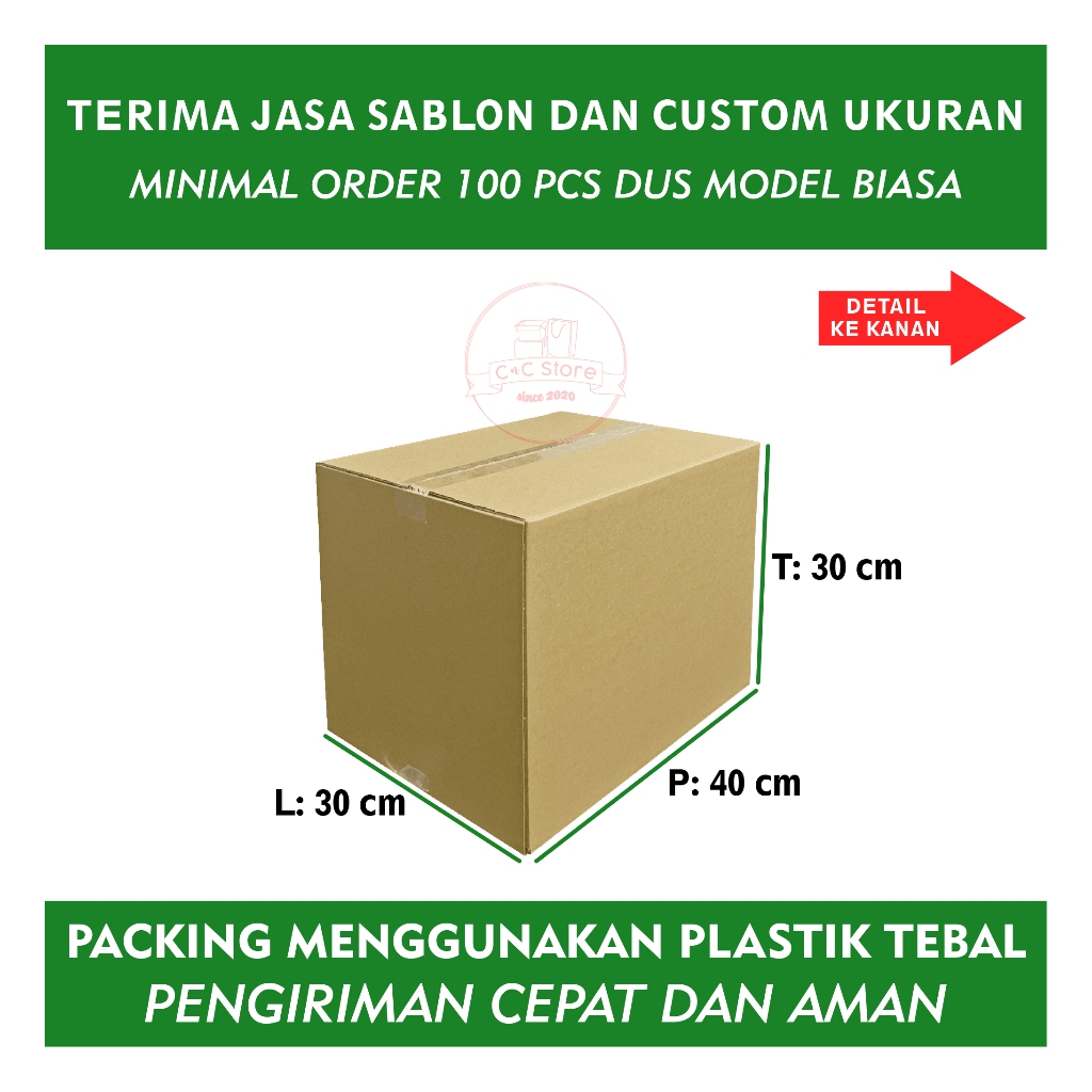

Kardus Box Karton Packing Polos 40x30x30 Double Wall