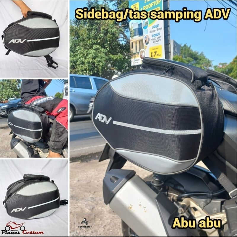 ADV sidebag motor adv pcx nmax vario beet scoopy mio warna abu abu silver muat jas hujan pakaian tas