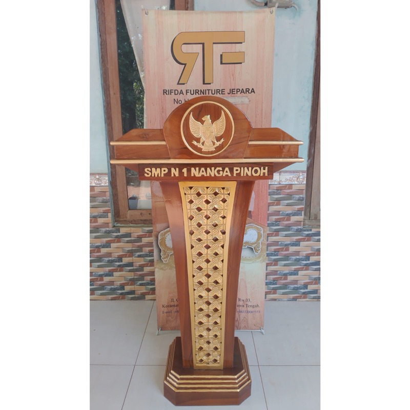 REAL PICT !!! Mimbar Podium Garuda Costum Nama ( Mimbar Podium Jokowi, Mimbar Podium Sekolahan, Mimb