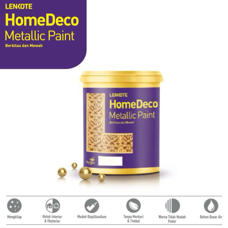 Cat Emas Lenkote HomeDeco Metallic 1kg pengkilat cat emas || Cat dekor tembok besi