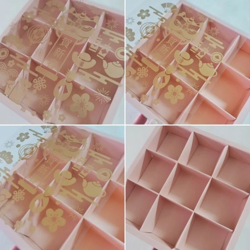 

( 5 pcs ) dus mika edisi imlek kemasan cookies mini fruit pie box sekat 9 ukuran 7.3x7.3x4.5 cm free hangtag