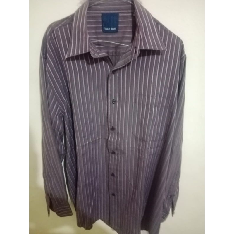 kemeja pria warna ungu garis besar jumbo