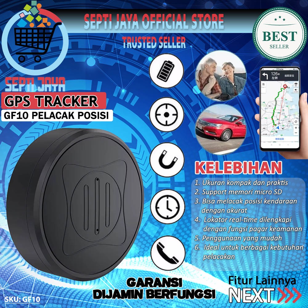 GPS Mini GF10 Alat Pelacakan Lokasi Kendaraan Motor Mobil Real Time Jarak Jauh Monitoring Lokasi Apl