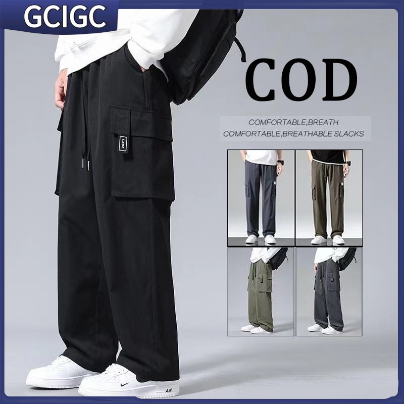 Celana Cargo Panjang Pria Hitam Cargo Pants Oversize Celana Kargo Elastis Pants Celana Joger Pria